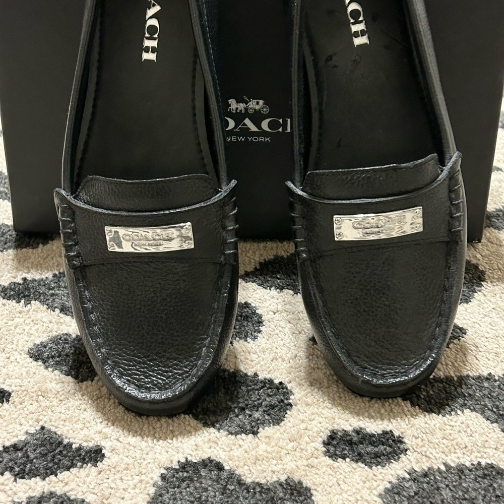 Coach Black Loafers with Metallic Details